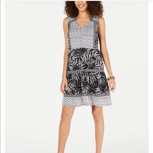Style & Co Mixed- Print Sleeveless Peasant Dress